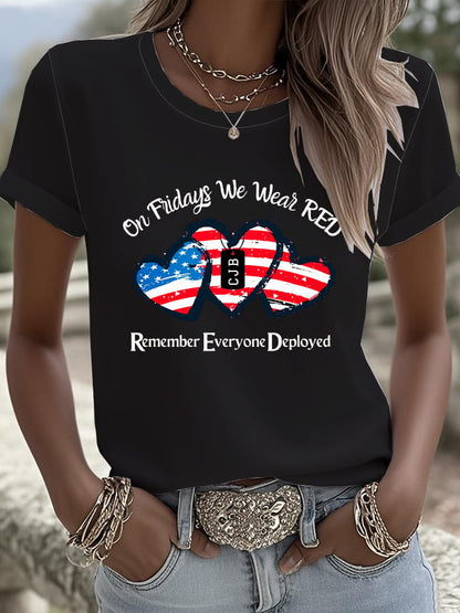 Women's On Fridays We Wear RED Print T-shirt