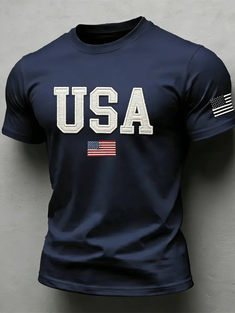 Men'S American Flag Independence Day Celebration Classic Pattern Short Sleeve T-Shirt