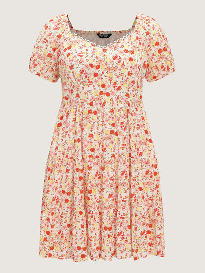 Floral Print Cinched-Waist Mini Dress