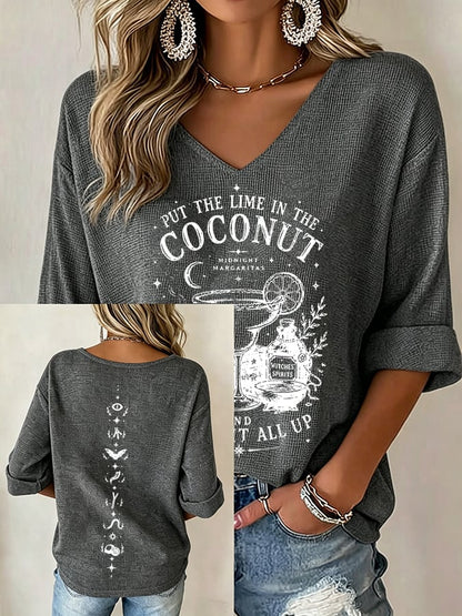 Women's Midnight Margaritas Print V Neck Top