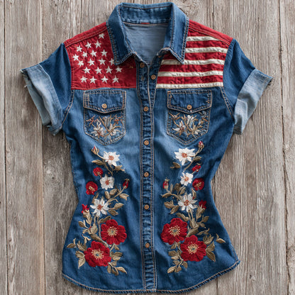 Vintage Poppy Memorial Day Short-Sleeve Shirt