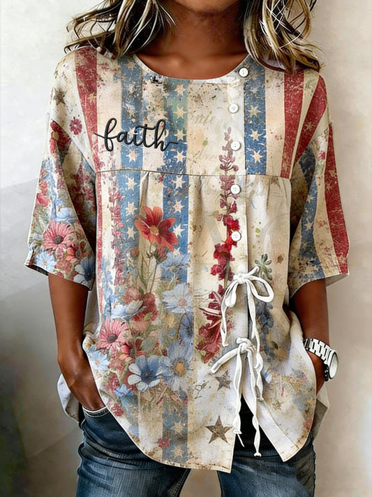 Women's Vintage 250th Anniversary Commemorative Printed Top
