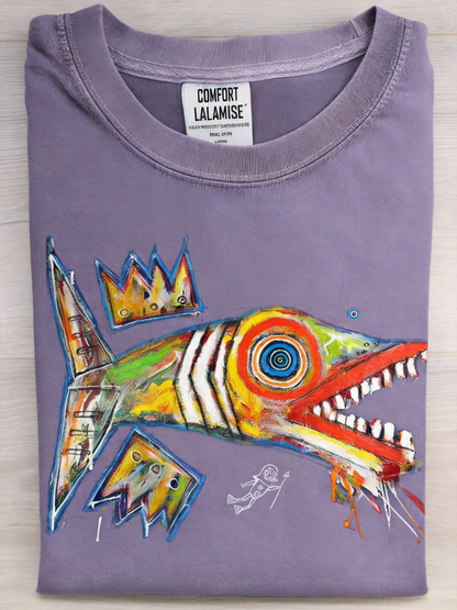 Abstract Art Fish Print T-shirt