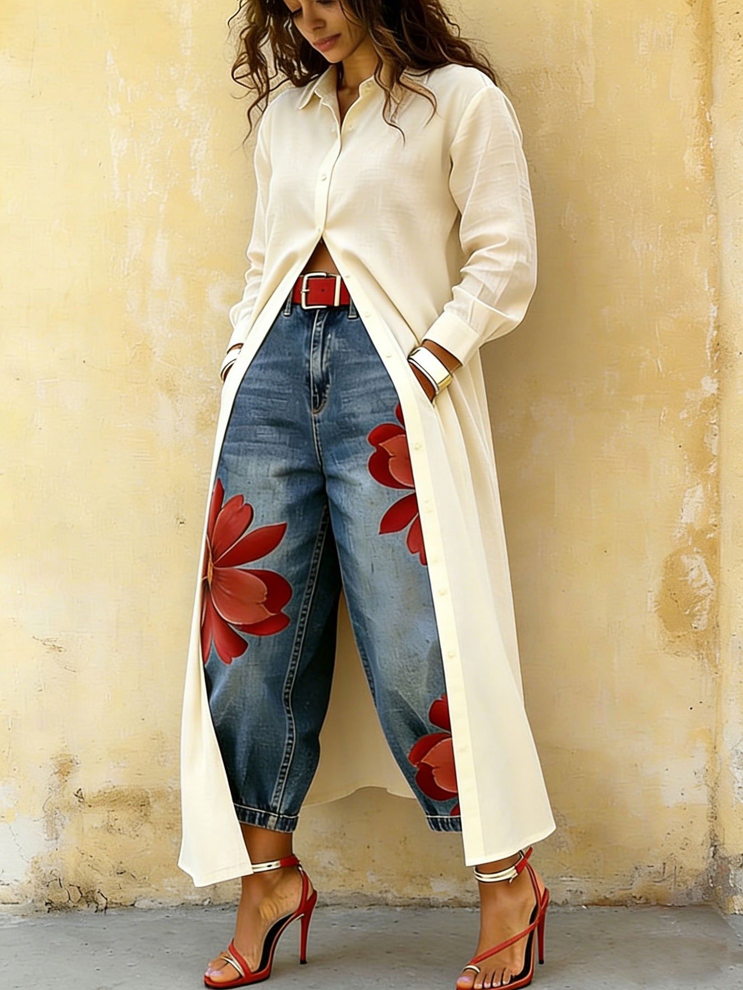 Women's Casual Loose Cotton Shirt Collar Blouse Loose Long Sleeve Daily Top