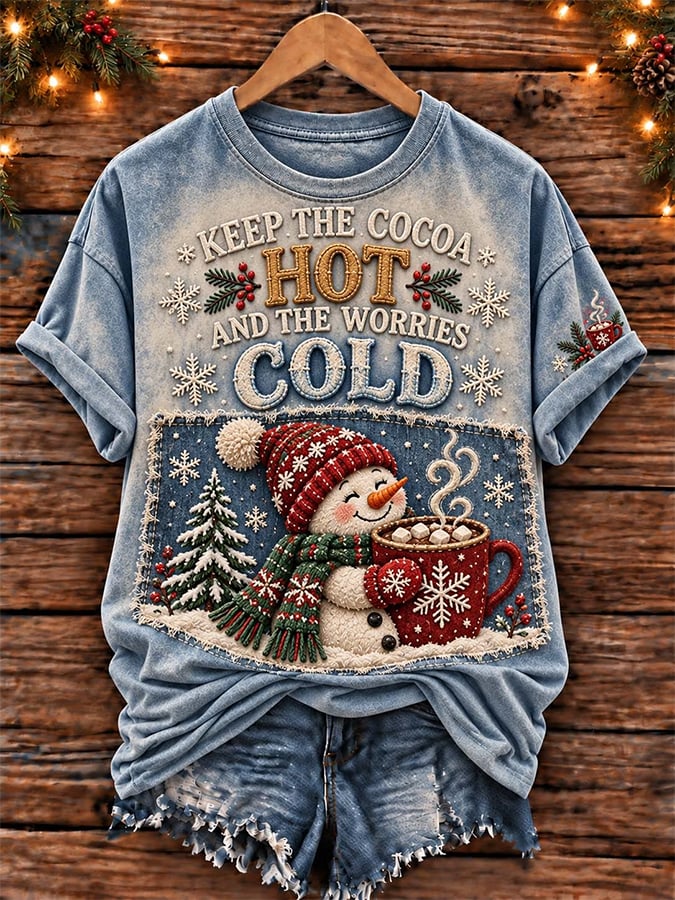 Women's Vintage Santa Claus Christmas Print Top