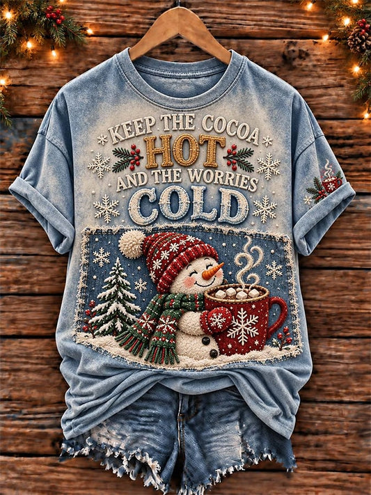 Women's Vintage Santa Claus Christmas Print Top