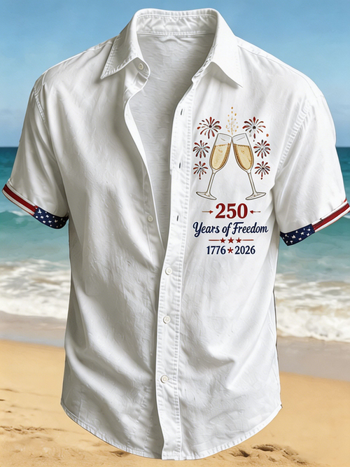 Men'S 250 Years of Freedom Fireworks Champagne Button-Down Shirt