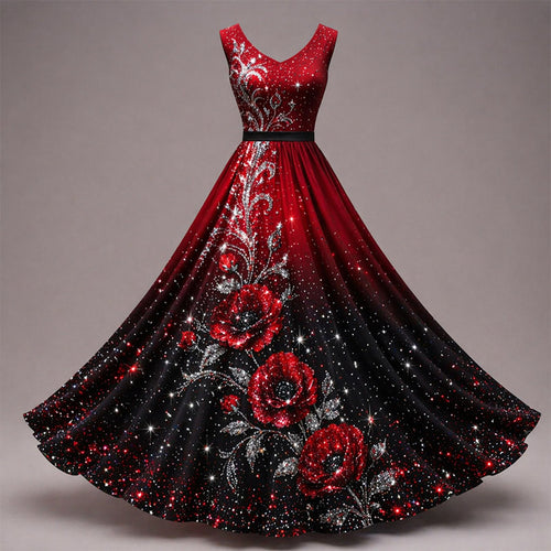 Women's With Poppy Floral Art Print Casual Dress