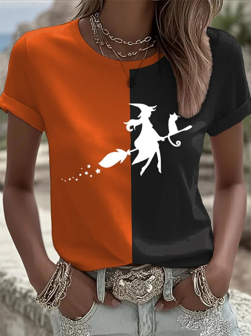 🔥HOT SALE🔥Women's Halloween Witch Print T-shirt