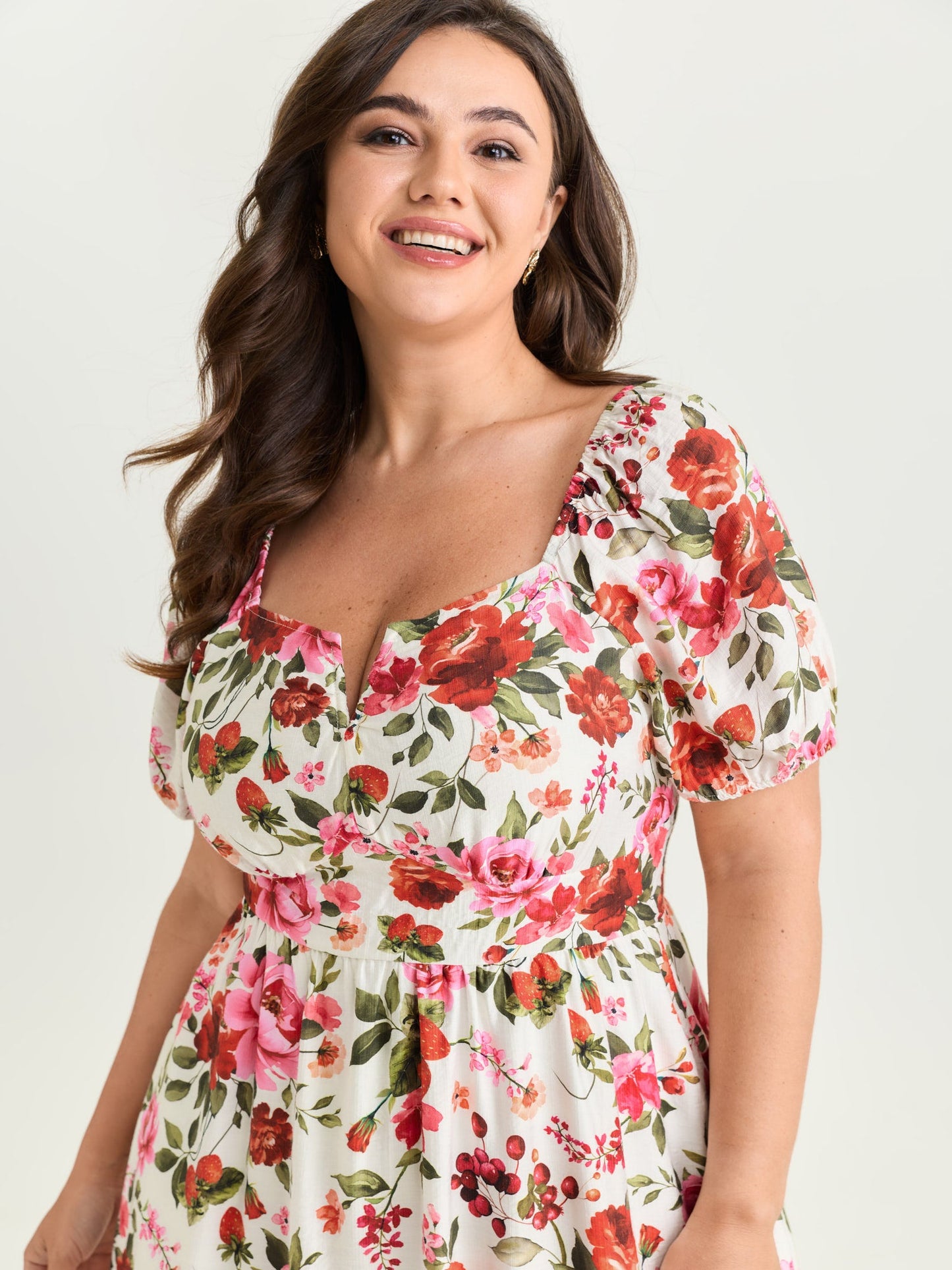 Floral Print Triangular Waist Midi Dress