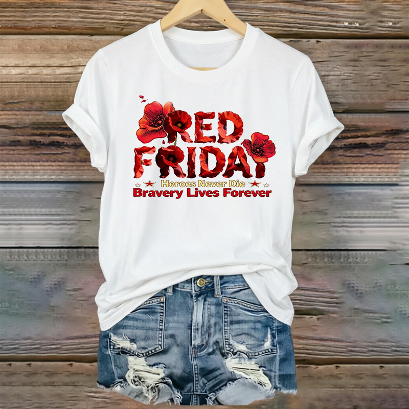 Women's "Red Friday" Poppy Commemorative Crew-Neck T-Shirt