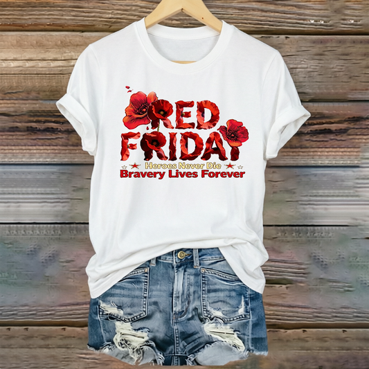Women's "Red Friday" Poppy Commemorative Crew-Neck T-Shirt