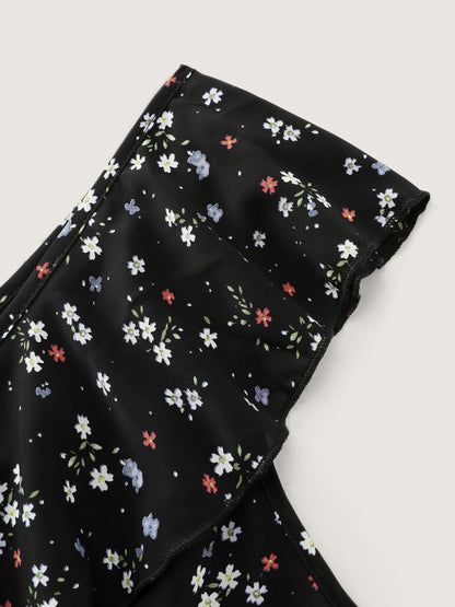 Floral Print One-Shoulder Ruffled Jumpsuit