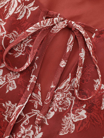 Floral Print Shirred Waist Mini Dress