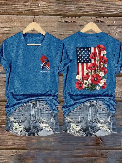 Women's Casual Memorial Day Printed Short-Sleeve T-Shirt