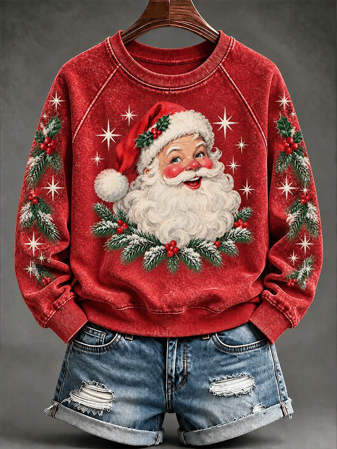 Women's Casual Christmas Print Long-Sleeved Sweatshirt