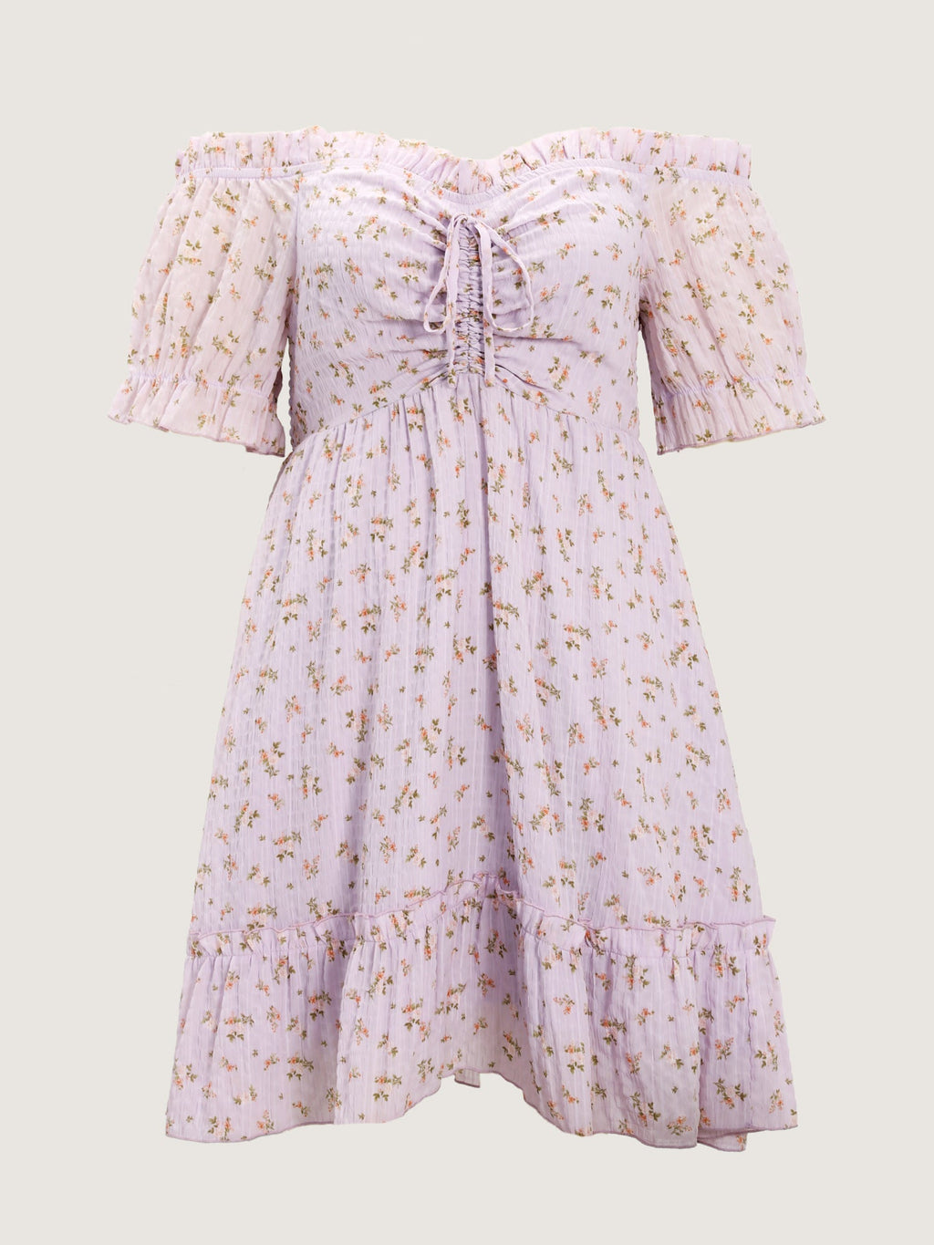 Off-Shoulder Romantic Ruffles Floral Mini Dress