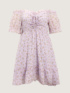 Off-Shoulder Romantic Ruffles Floral Mini Dress