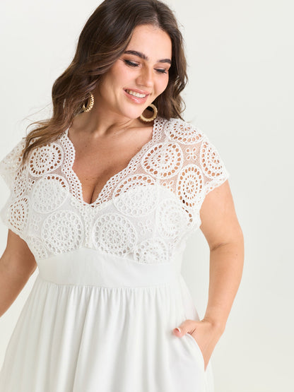 Sheer Lace Sleeve Flowy Mini Dress