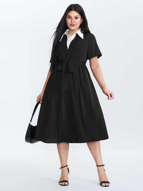2-in-1 Stretchy Belted Midi Dress