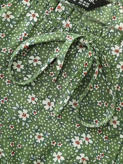 Floral Print Shirred Pockets Midi Dress