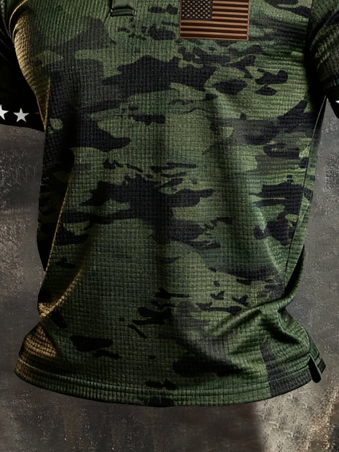 Men's Retro "Patriot" Color-Block Short-Sleeve Polo Shirt