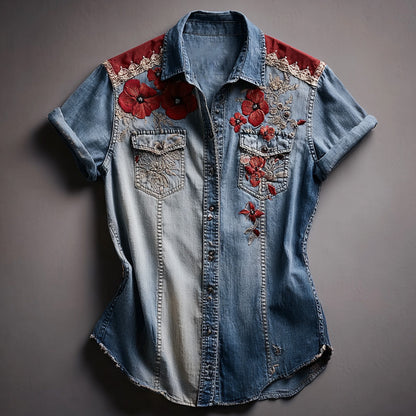 Vintage Poppy Memorial Day Short-Sleeve Shirt