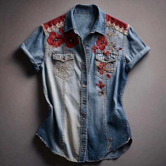 Vintage Poppy Memorial Day Short-Sleeve Shirt
