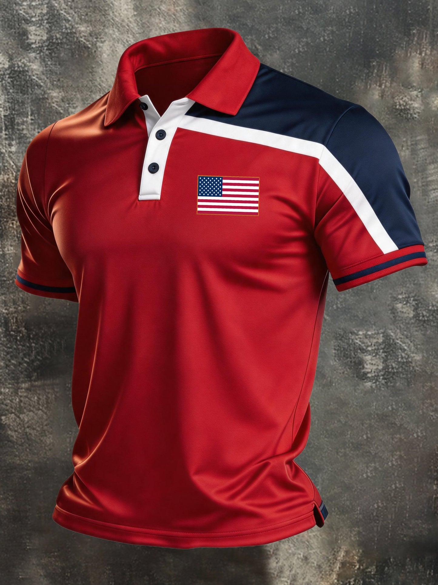 Men's Retro "Patriot" Color-Block Short-Sleeve Polo Shirt