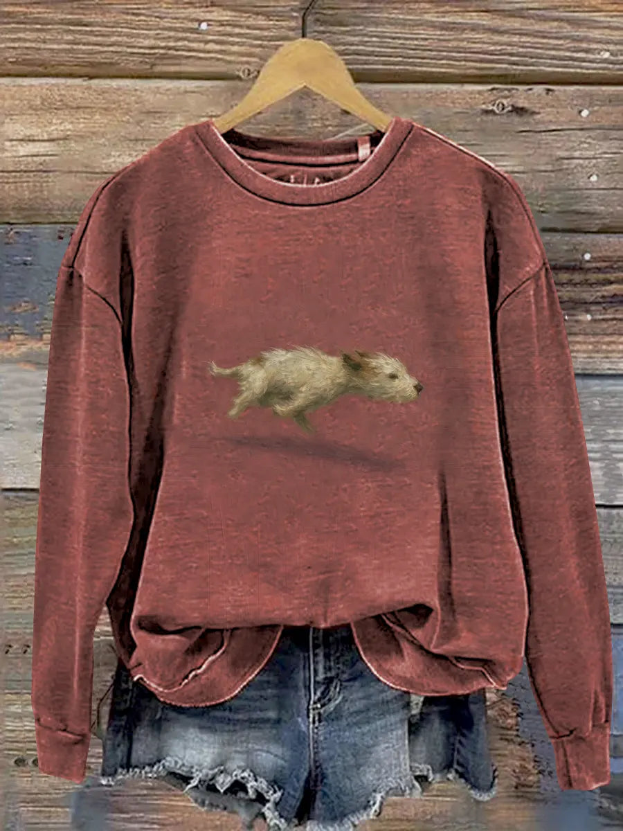 Funny Cute Running Dog Art Print Casual Sweatshirt