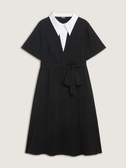 2-in-1 Stretchy Belted Midi Dress