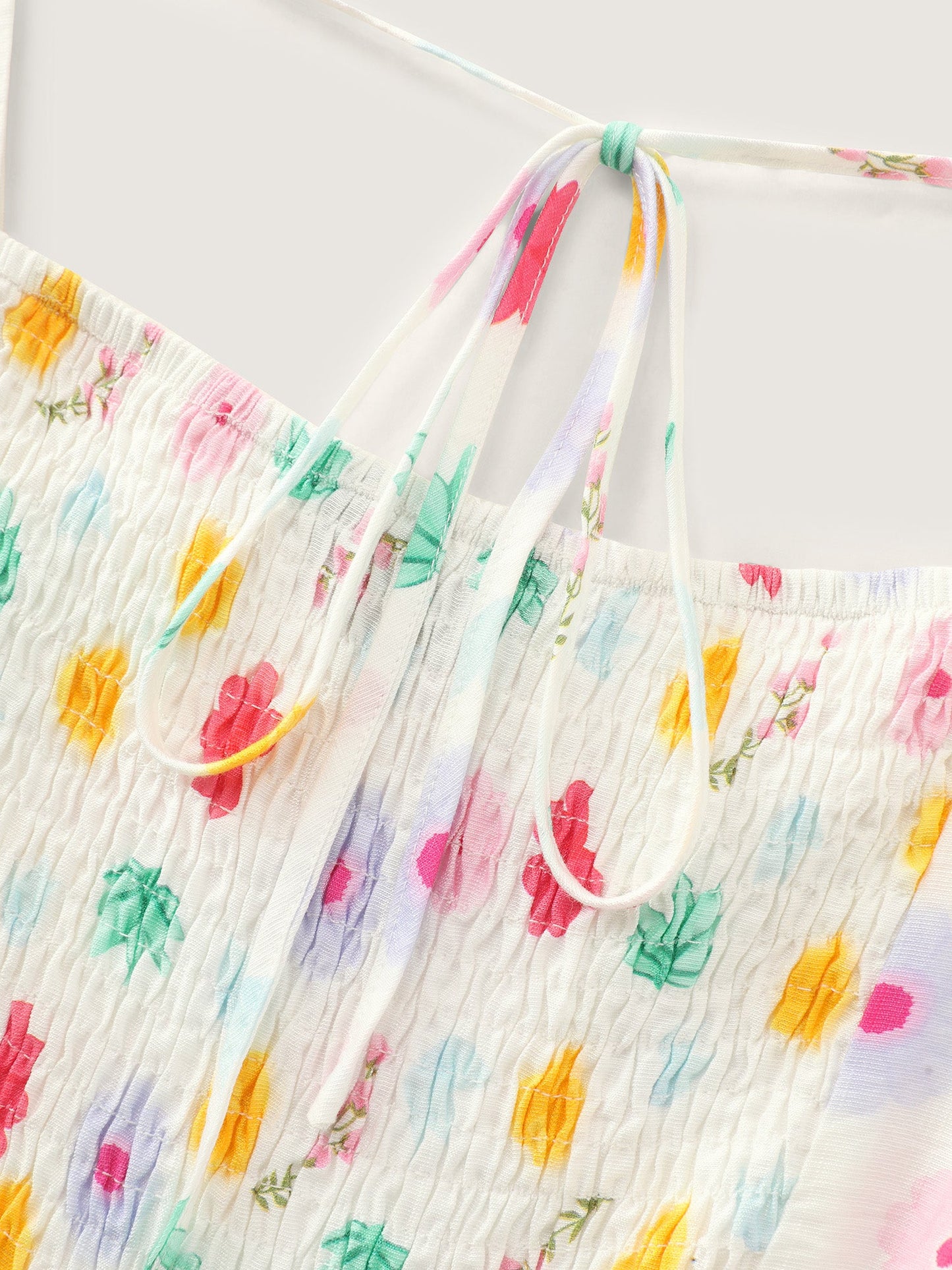 Playful Floral Print Pleated Flowy Midi Dress