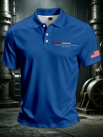 Men's America 250th Anniversary Print Casual Polo Shirt