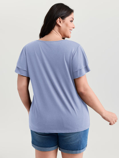 Supersoft Lace Trim Layered Sleeve T-Shirt