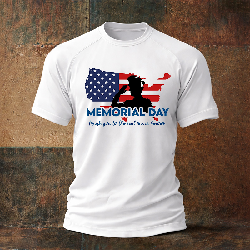 Men's Memorial Day Fallen Soldiers Art Print Crew Neck T-Shirt