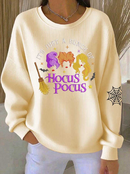 Women's "A Group of Witch Sisters" Halloween Print Casual Crew Neck Top