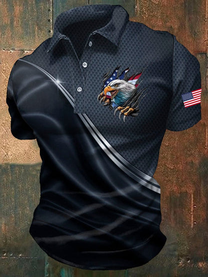 Men's America 250th Anniversary Print Casual Polo Shirt