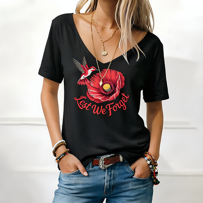 Memorial Day — "Lest We Forget" Commemorative Printed T-Shirt