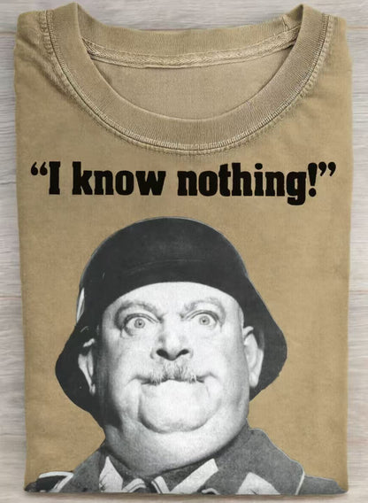 I Know Nothing Art Print Casual Cotton Short Sleeve T-shirt