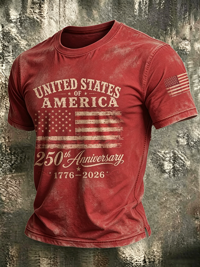 🔥Buy 3 Get 10% Off🔥250Th Anniversary Washed And Worn Round Neck T-Shirt In The United States