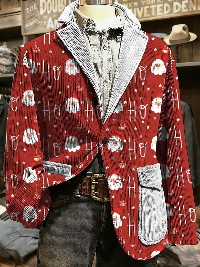 Men's Christmas Art Design Print Casual Coat