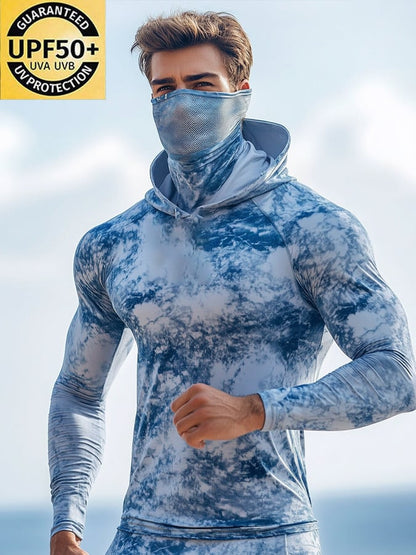 Men's Outdoor Sun Protection Breathable Cool Hooded Sun Protection Long-Sleeved Top
