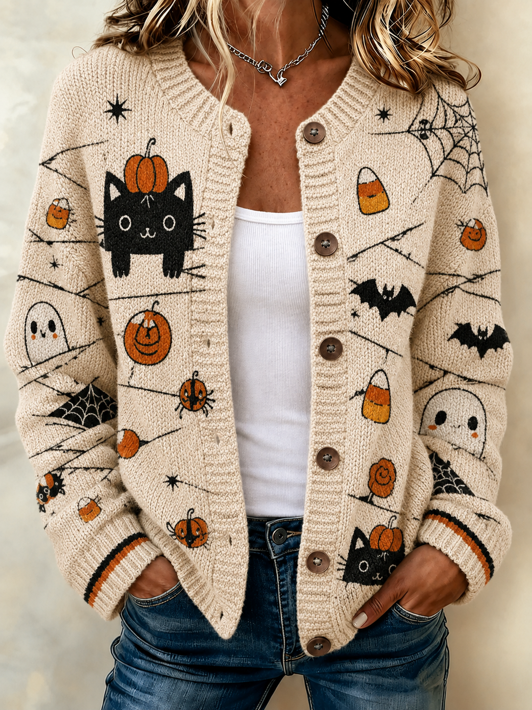 Women'S Casual Halloween Has Printed Cardigans