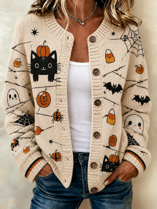 Women'S Casual Halloween Has Printed Cardigans