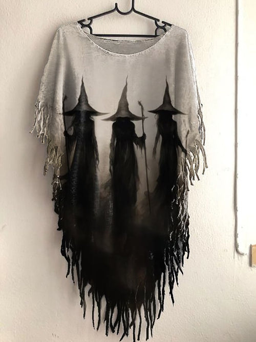 Women's Witch Print Round Neck Top