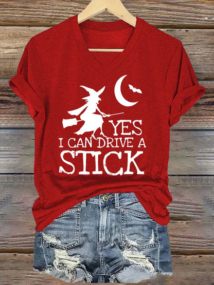 Women's Yes I Can Drive A Stick Print Casual T-Shirt