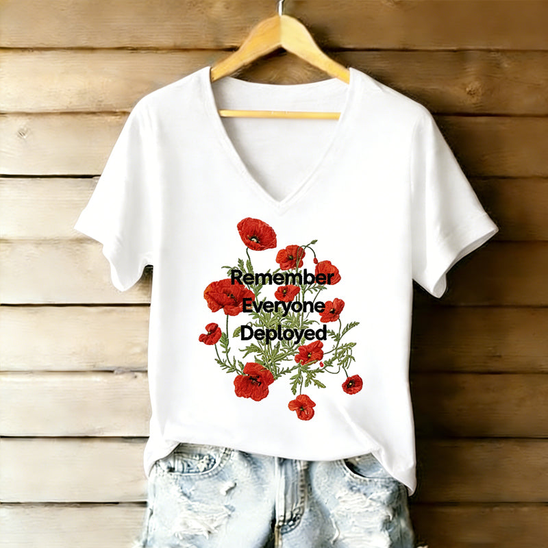 Women's Memorial Day Red Poppy American Memorial T-Shirt