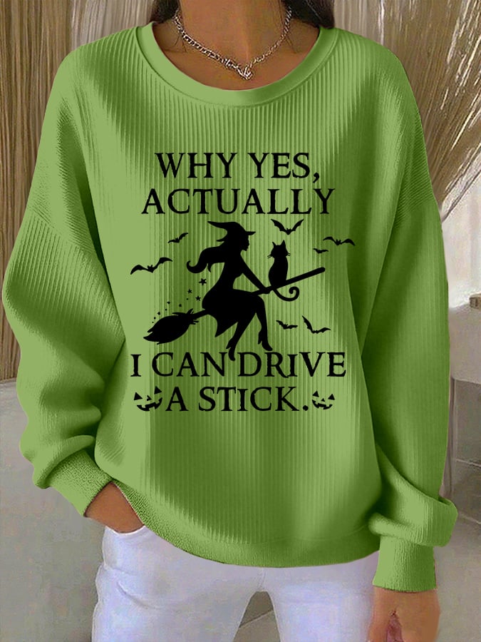🔥HOT SALE🔥Women's Yes I Can Drive A Stick Print Round Neck Sweatshirt