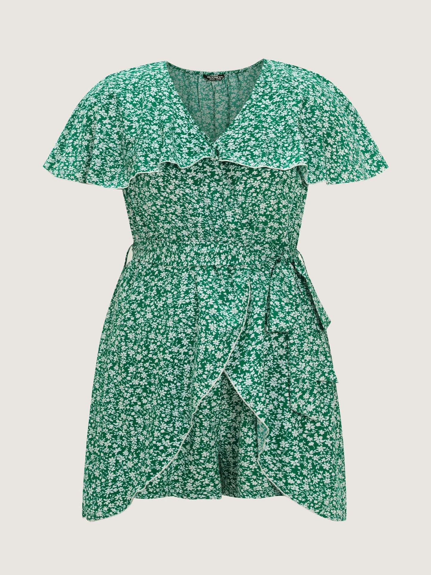 Floral Print Ruffled Wrap Hem Romper