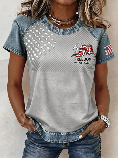 Women'S Independence Day Print Short-Sleeve Top